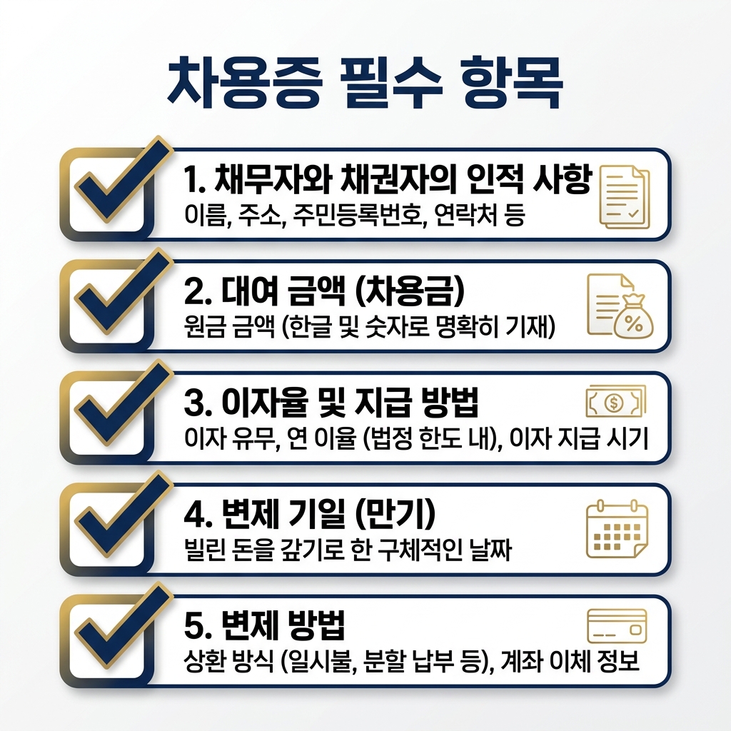 차용증 필수 5대 항목